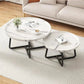 MFurn Modern Round Raised Edge Nesting Coffee Table Set with Metal Frame  – 2pc Nesting Design-Various Options