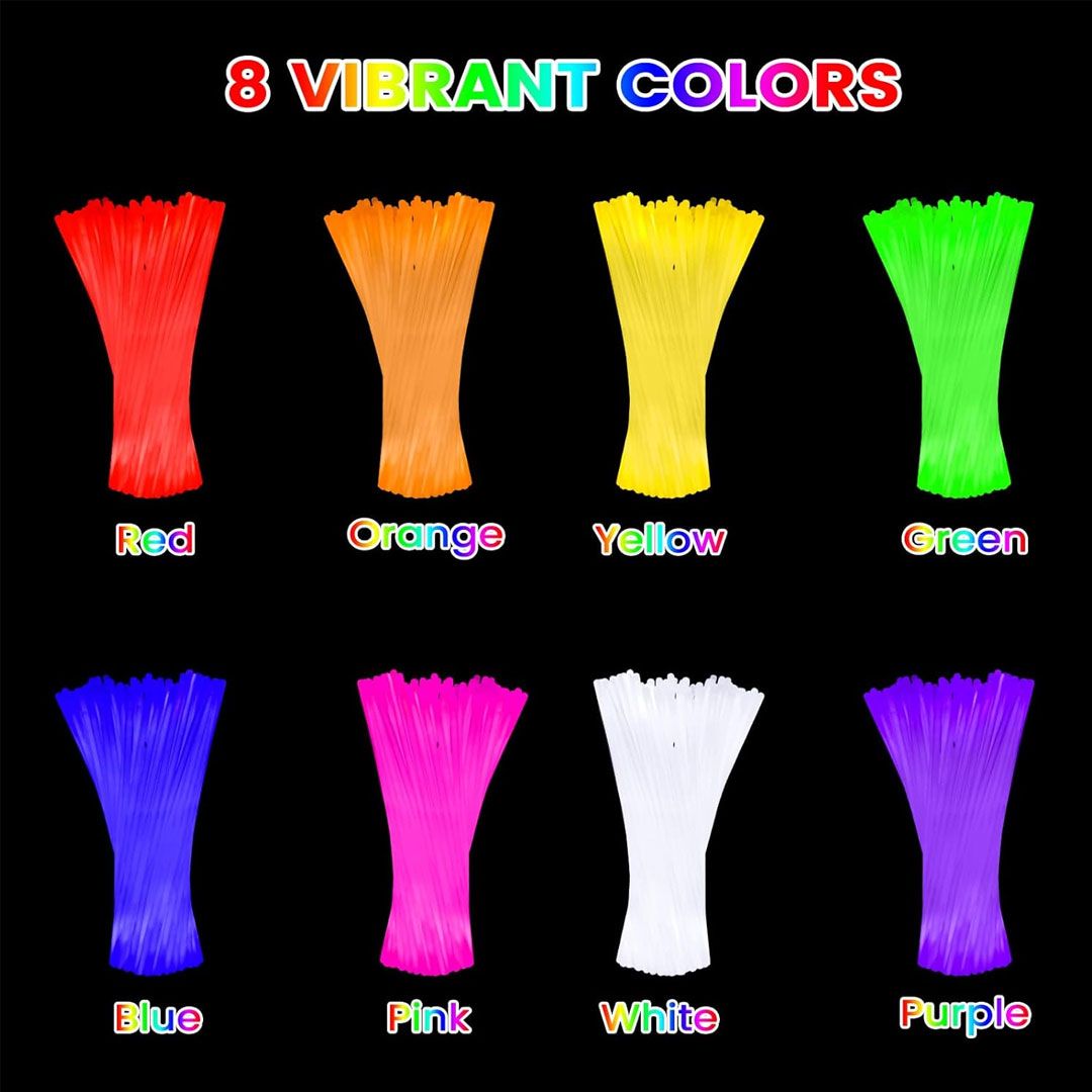 100-Piece Glow Stick Party Pack with Connectors – Waterproof Neon Fun