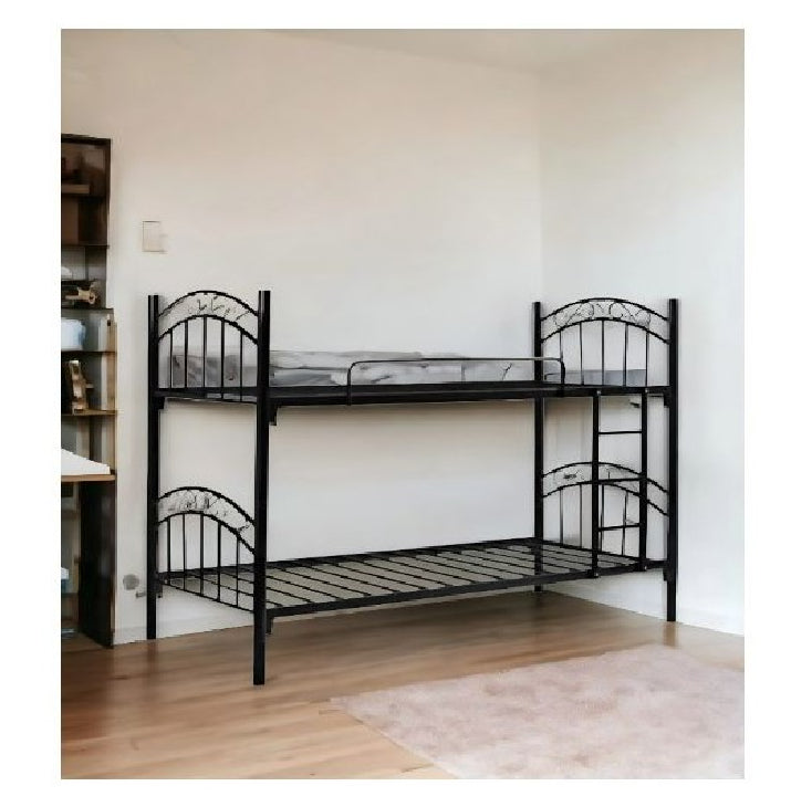 MFurn Steel Double Bunk Bed – Sturdy Black Metal Frame