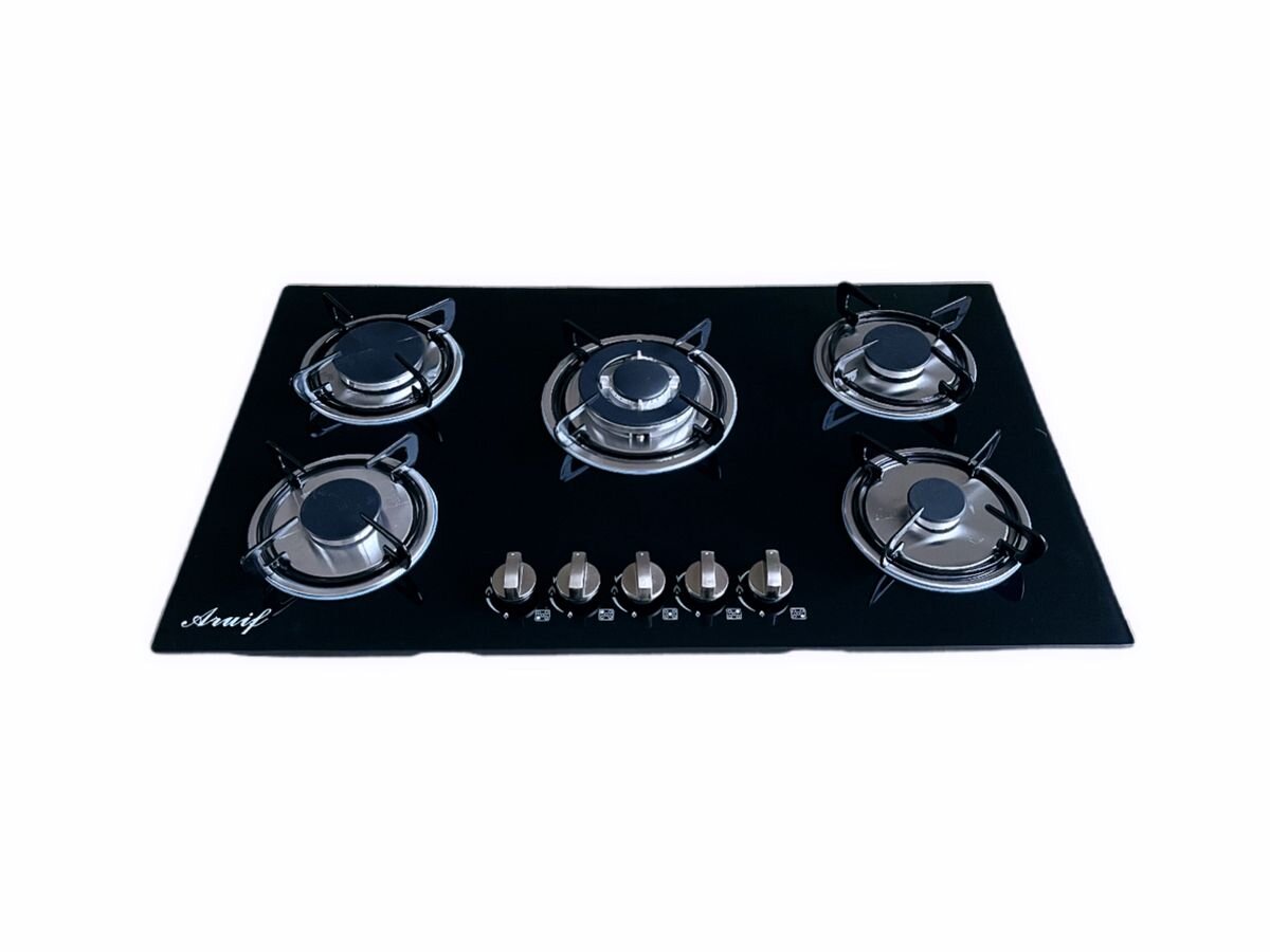 Built-In Tempered Glass Countertop 5 Burner Gas Stove