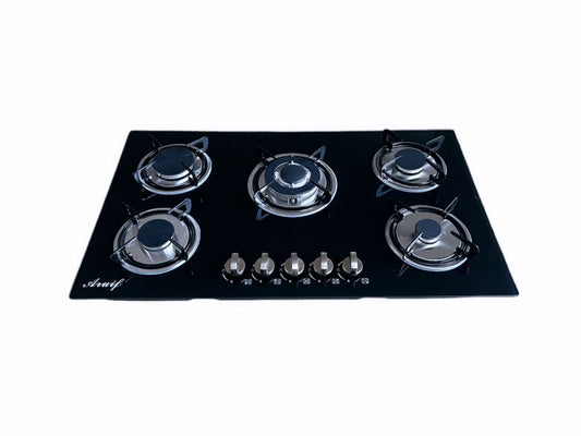 Built-In Tempered Glass Countertop 5 Burner Gas Stove