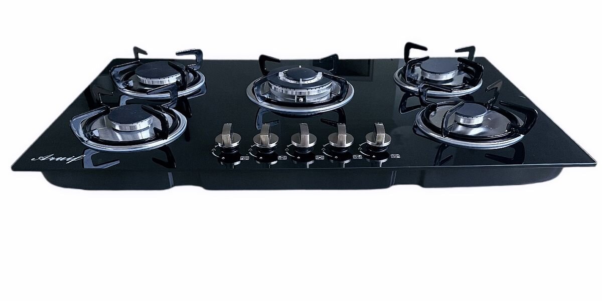 Built-In Tempered Glass Countertop 5 Burner Gas Stove