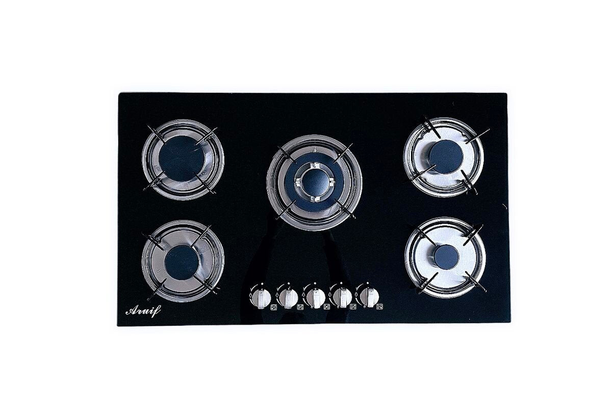 Built-In Tempered Glass Countertop 5 Burner Gas Stove