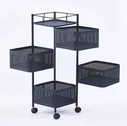 MHome 4-Tier Square Storage Rack With Wheels – Carbon Steel