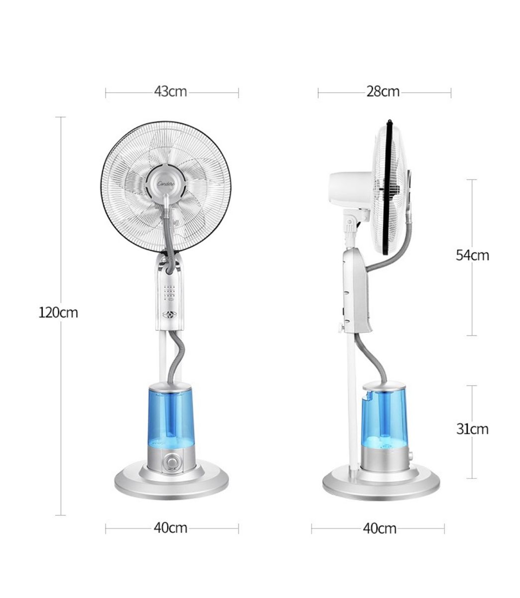 Stay Cool & Fresh – Condere 16" Remote Mist Pedestal Fan (Silver)