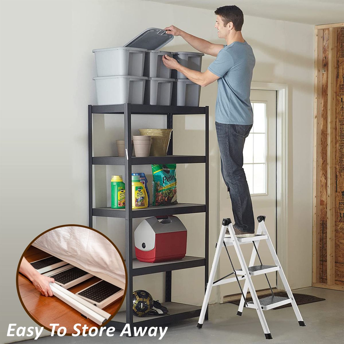 MHome Folding Step Ladder – 2-Tier / 3-Tier / 4-Tier