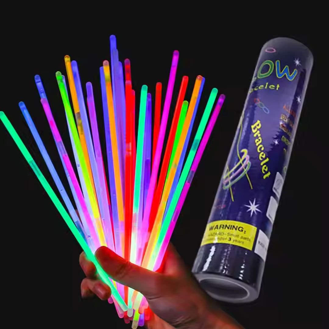 100-Piece Glow Stick Party Pack with Connectors – Waterproof Neon Fun