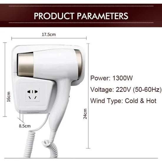 MTech 3000W Hot & Cold Wall-Mounted Hair Dryer – Professional Home & Hotel Use