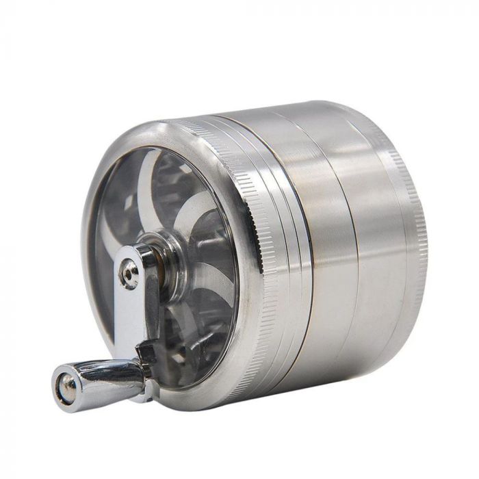 Aluminum Cannabis, Tobacco Grinder with Clear Cover and Handle