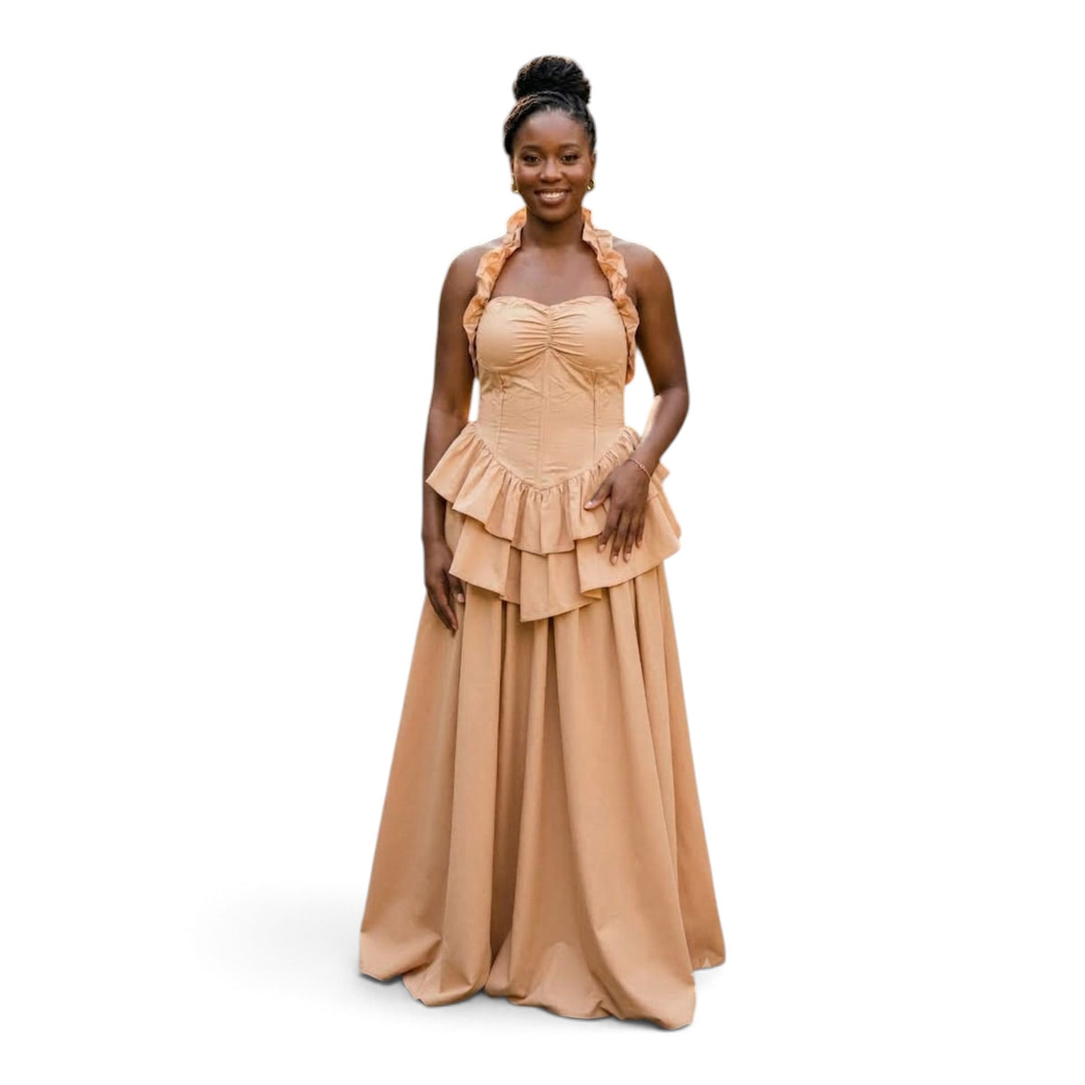 Earthy Elegance Ruffled Maxi dress