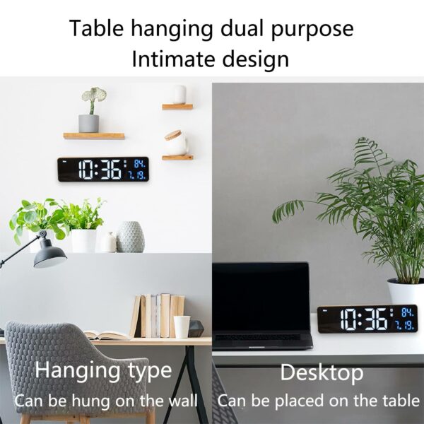 Rechargeable 25.5cm LED Digital Alarm Clock With Temperature+Day+Month And Date