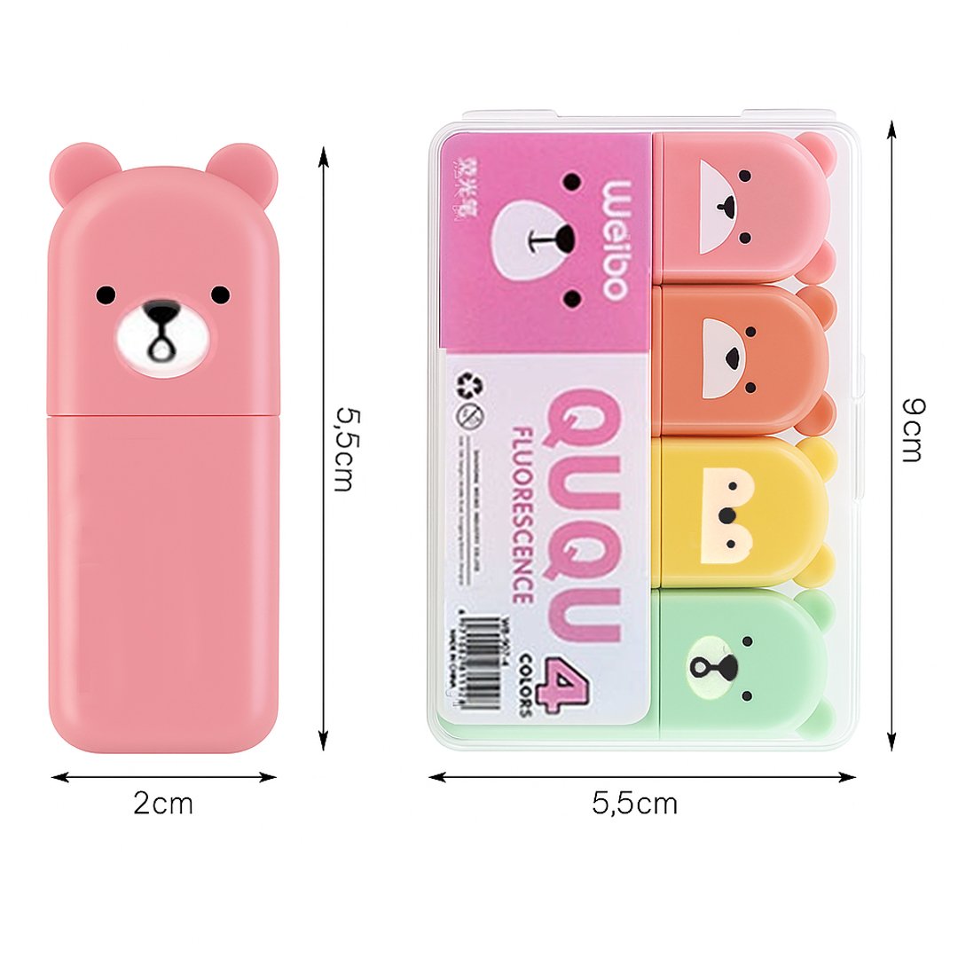 Generic 4-Pack Mini Highlighter Marker Pens – Cute Pastel Colors, Smooth Writing, Portable