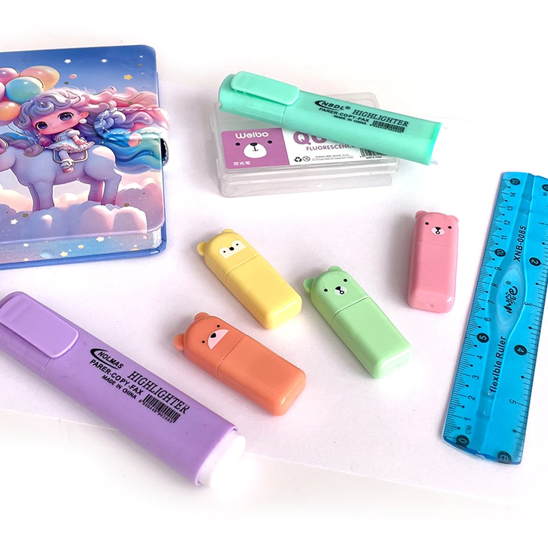 Generic 4-Pack Mini Highlighter Marker Pens – Cute Pastel Colors, Smooth Writing, Portable