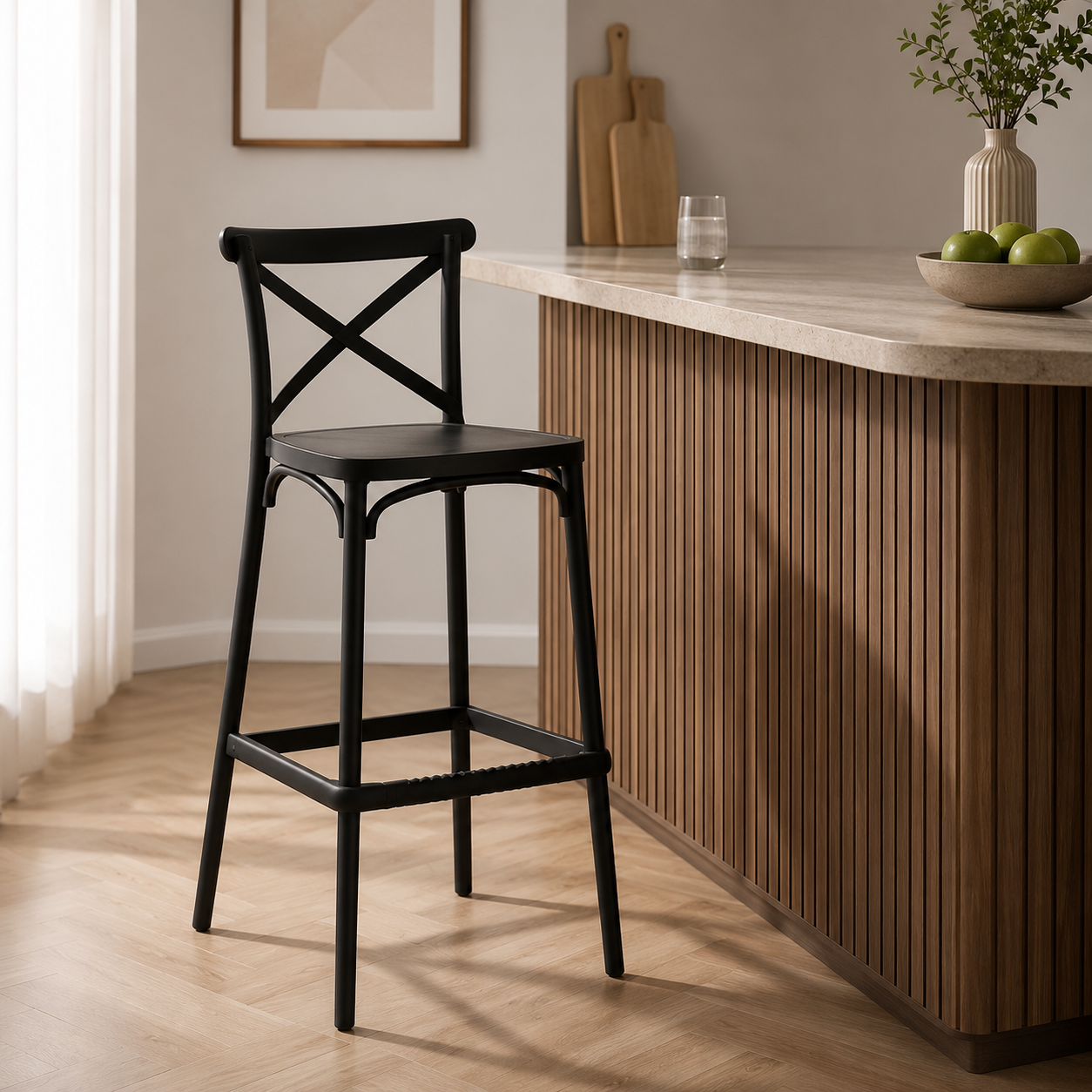 MFurn Resin Cross Back Bar Stool