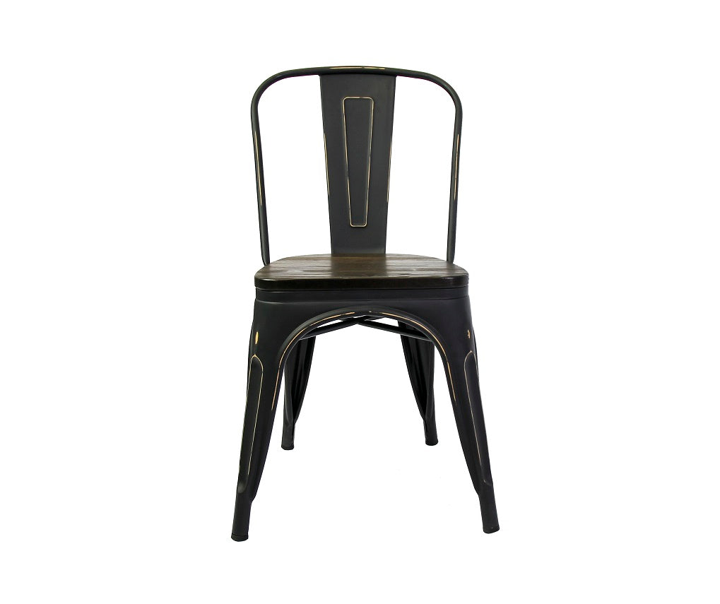 Retro Metal Chair - Metal finish Wood Seat