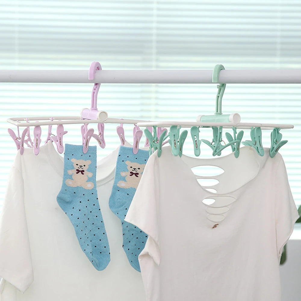 Plastic Foldable Hanger With 12 hanging Pegs-1pc