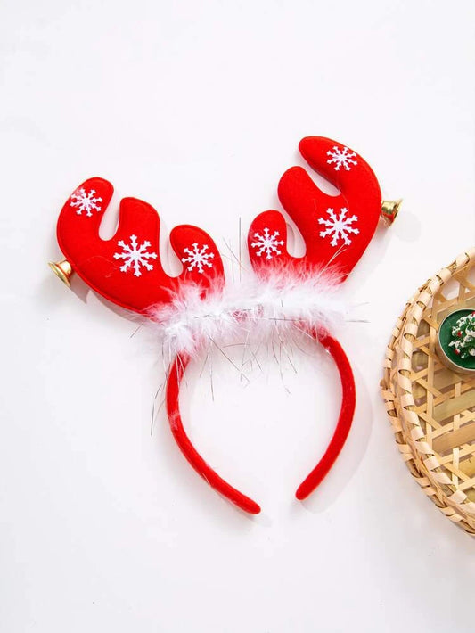 Christmas Antler & feathers headband