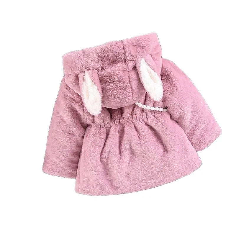 Baby Fluffy Hooded Teddy Coat With Bag