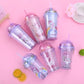 450ml Unicorn Double layer Plastic Cup with Straw