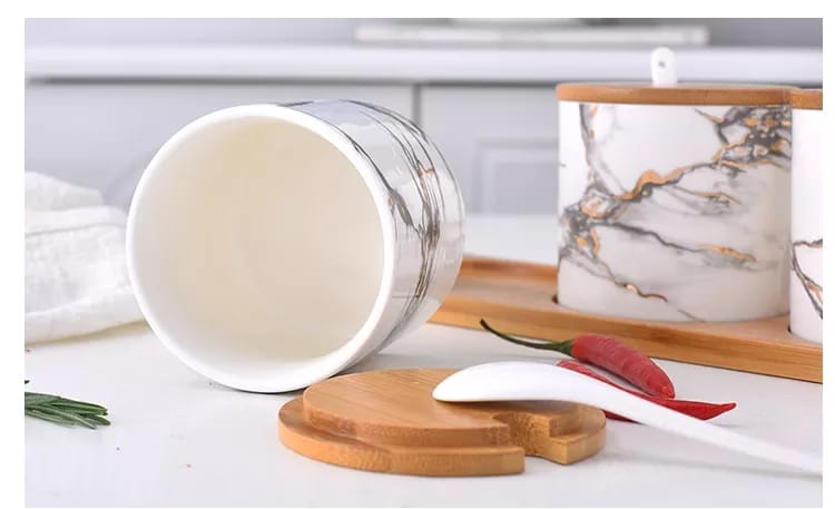 Generic Modern Ceramic Spice Bowl Airtight Lids Set of 3