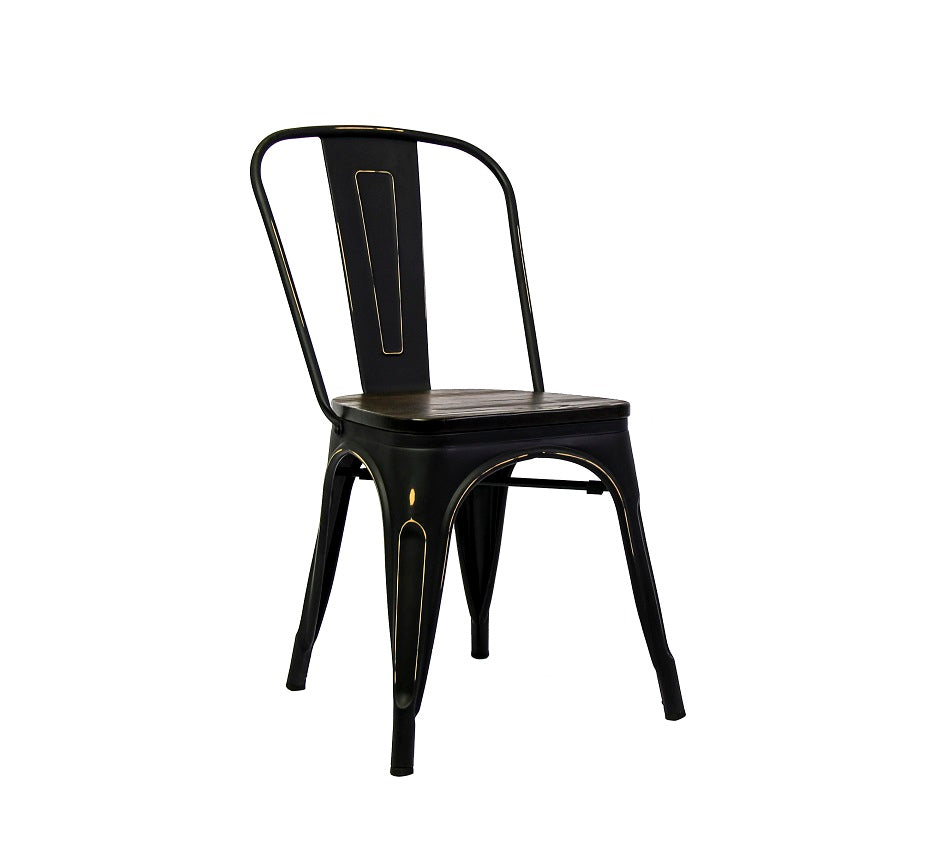 Retro Metal Chair - Metal finish Wood Seat