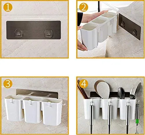 Kitchen Adhesive Wall Mounted Cutlery Holder.