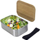 Stainless Steel Lunch Box with Square Bamboo Sushi Box with  Wooden Lid