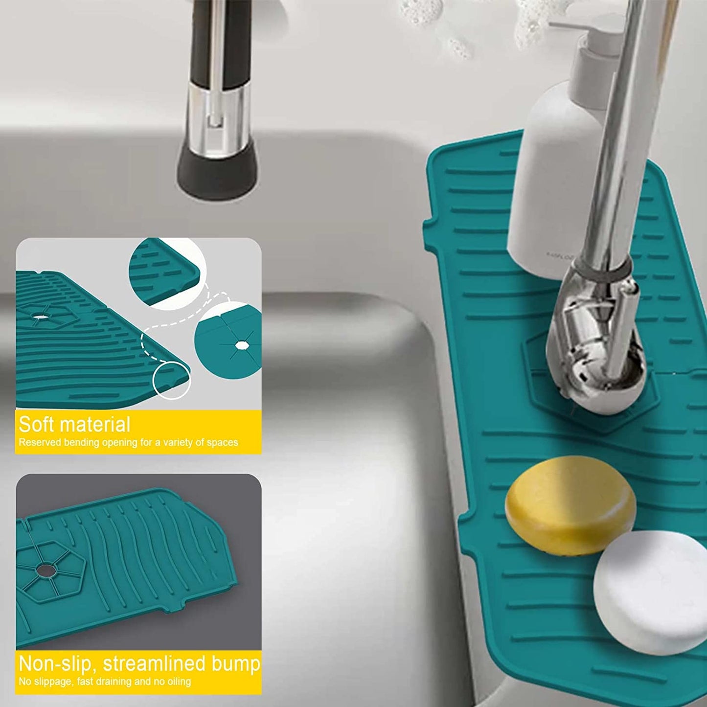 Silicone Kitchen Sink Splash Guard Durable Water Catcher Mat