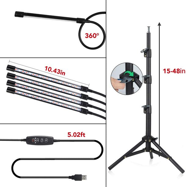 4-Heads Full Spectrum LED Grow Lights