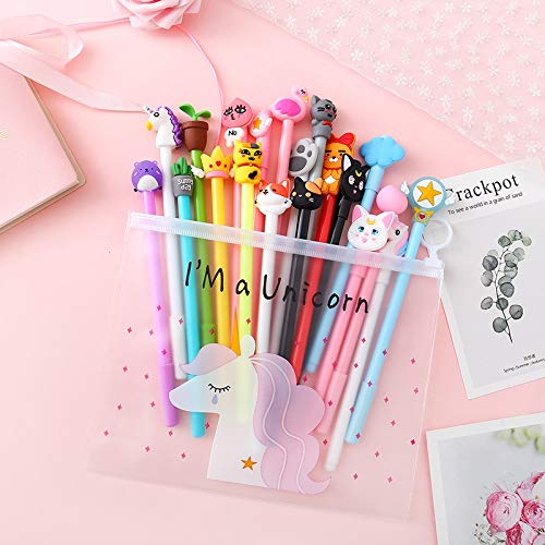 Cartoon Pen Set with Unicorn Pouch 10pc