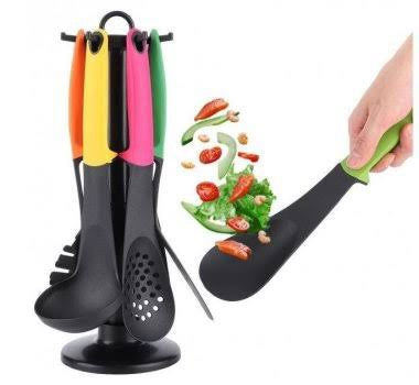 6 piece kitchen tool set with rotating stand