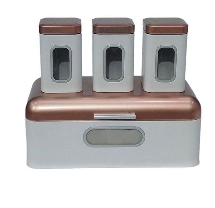 Breadbin Steel Design with 3 Piece Matching Canister Set