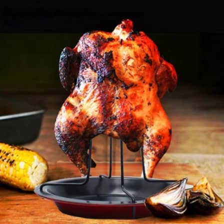 Stainless Steel Non-Stick Chicken Roaster Stand – Portable Vertical Rack with Insert