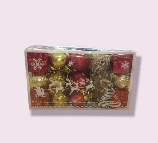 Gold And Red Assorted Christmas Decorations