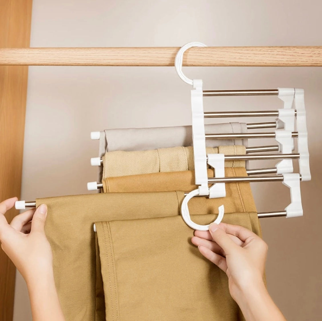 5-in-1 Multifunction Stainless Steel Folding Trousers Rack