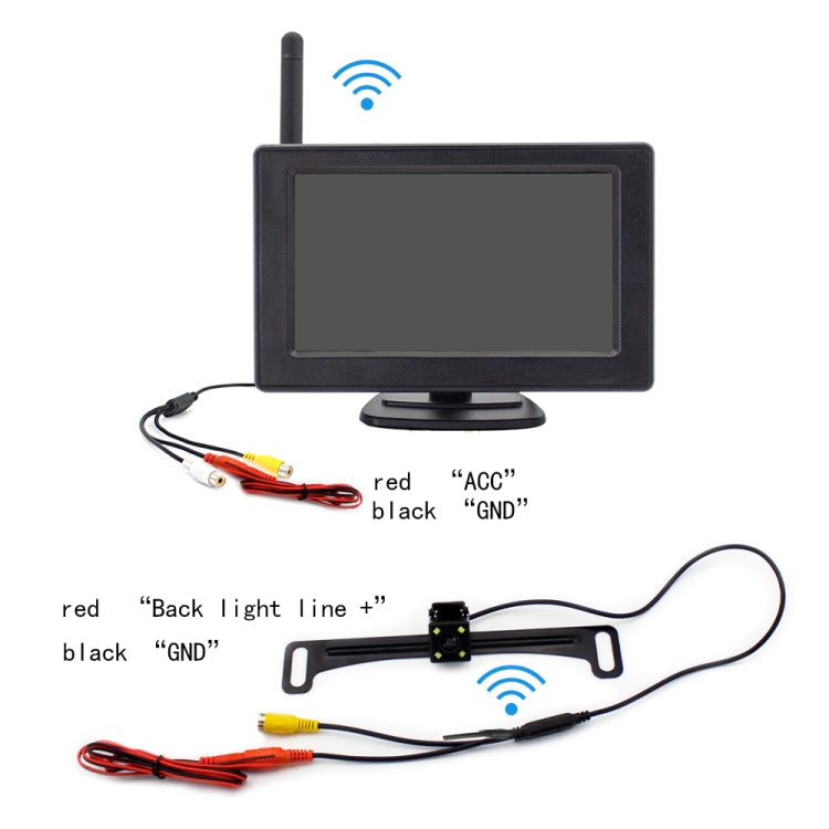 Car 4.3 inch Desktop Rearview Monitor Built-in Wireless Reversing I