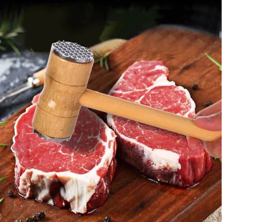 Meat Tenderizer Wooden 2 Sided Hammer