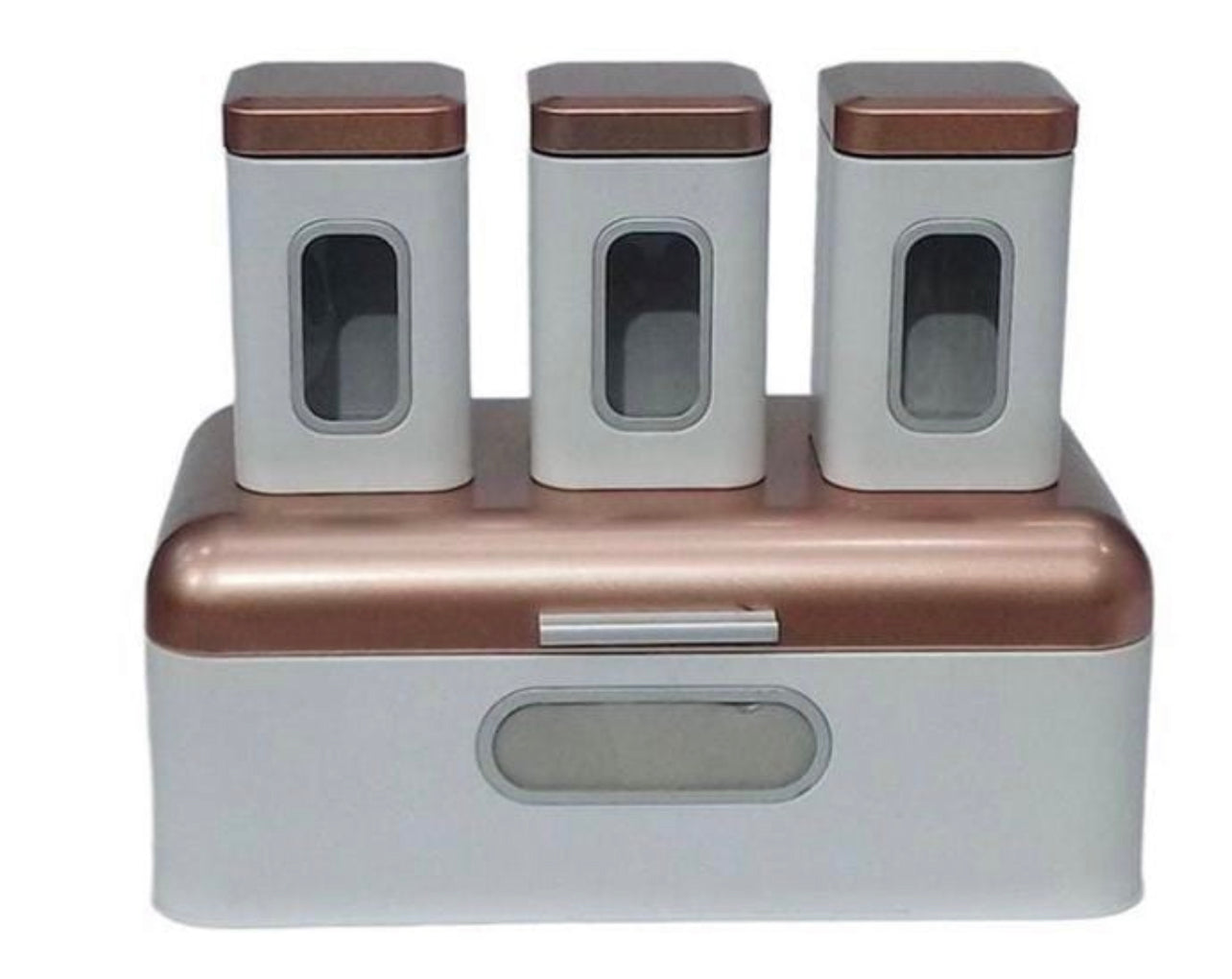 Breadbin Steel Design with 3 Piece Matching Canister Set