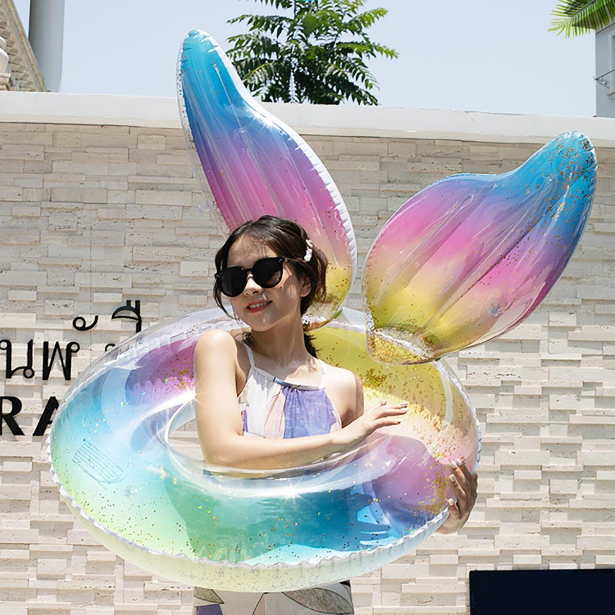Inflatable Swimming Ring | Sequin Rainbow Wing Design