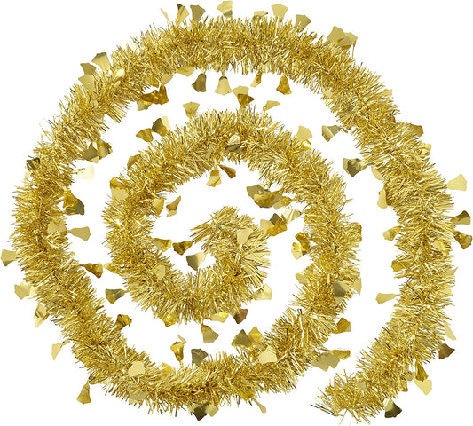 Tree Tinsel Christmas Garland-Gold with Bells