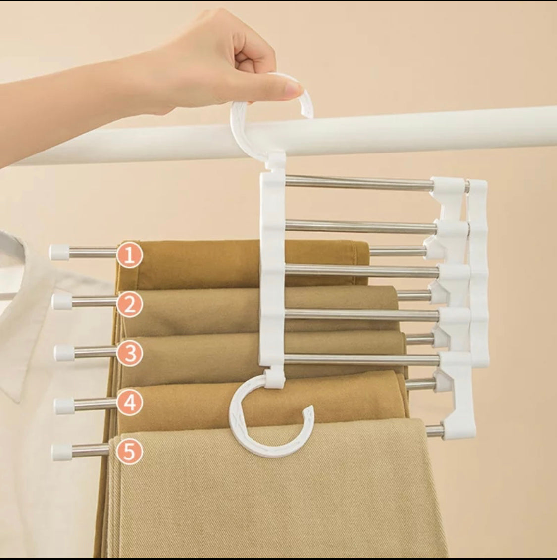 5-in-1 Multifunction Stainless Steel Folding Trousers Rack