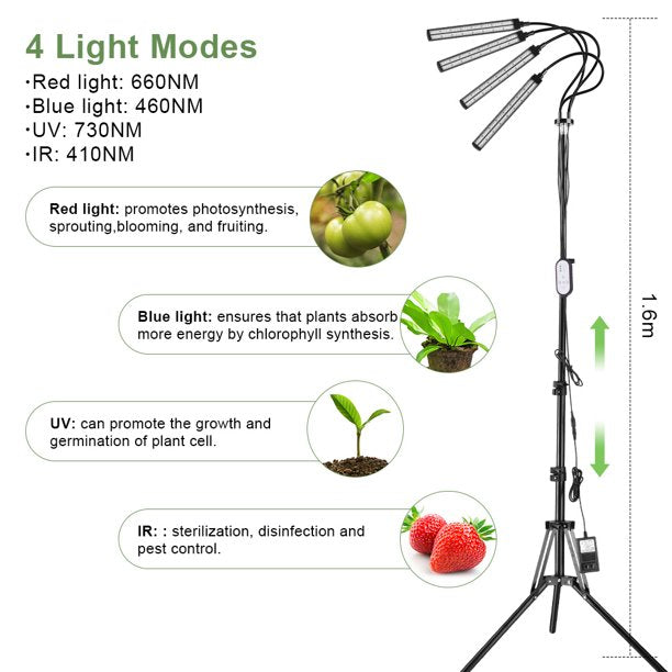 4-Heads Full Spectrum LED Grow Lights
