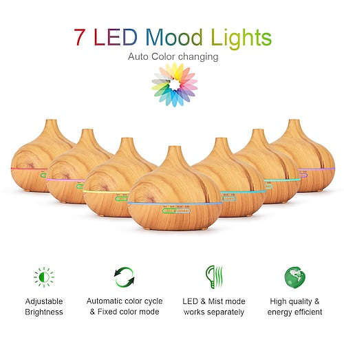Aromatherapy Essential Oil Diffuser Wood Grain - Remote Control
