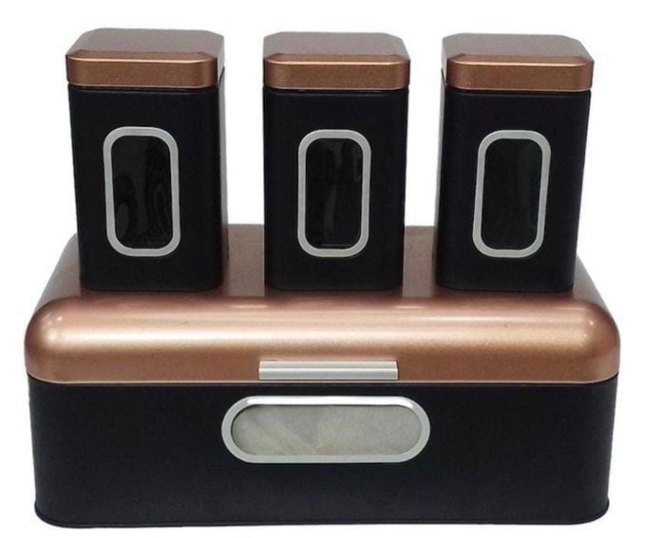 Breadbin Steel Design with 3 Piece Matching Canister Set