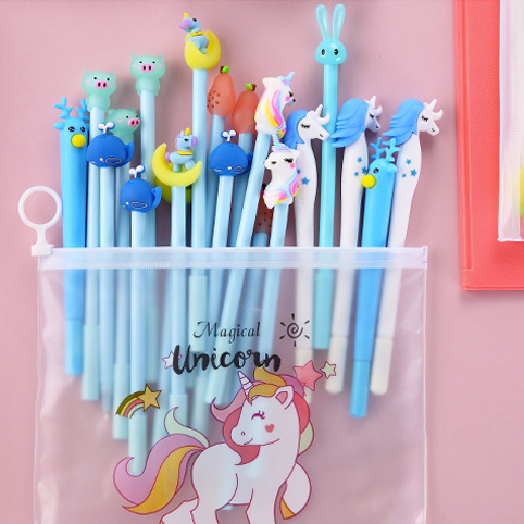 Cartoon Pen Set with Unicorn Pouch 10pc