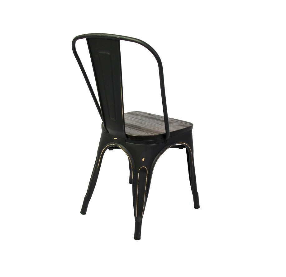 Retro Metal Chair - Metal finish Wood Seat