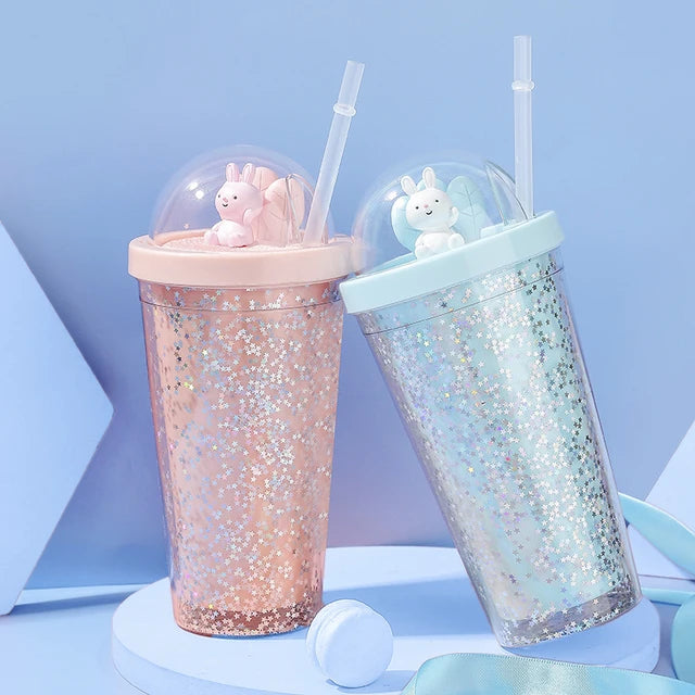 500ml  Water Bottles with Straw