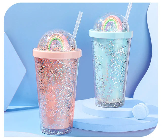 500ml  Water Bottles with Straw