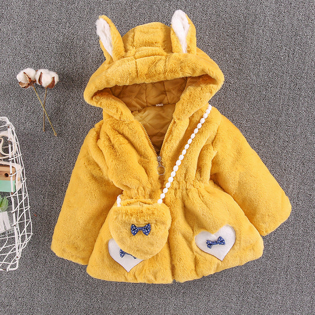 Baby Fluffy Hooded Teddy Coat With Bag