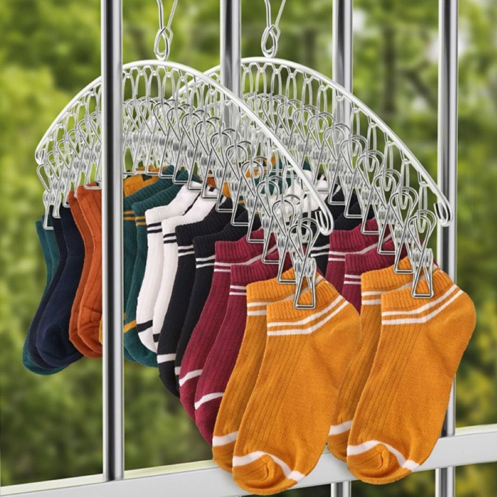 Stainless Steel Drying Hanger With 8Clips-Silver